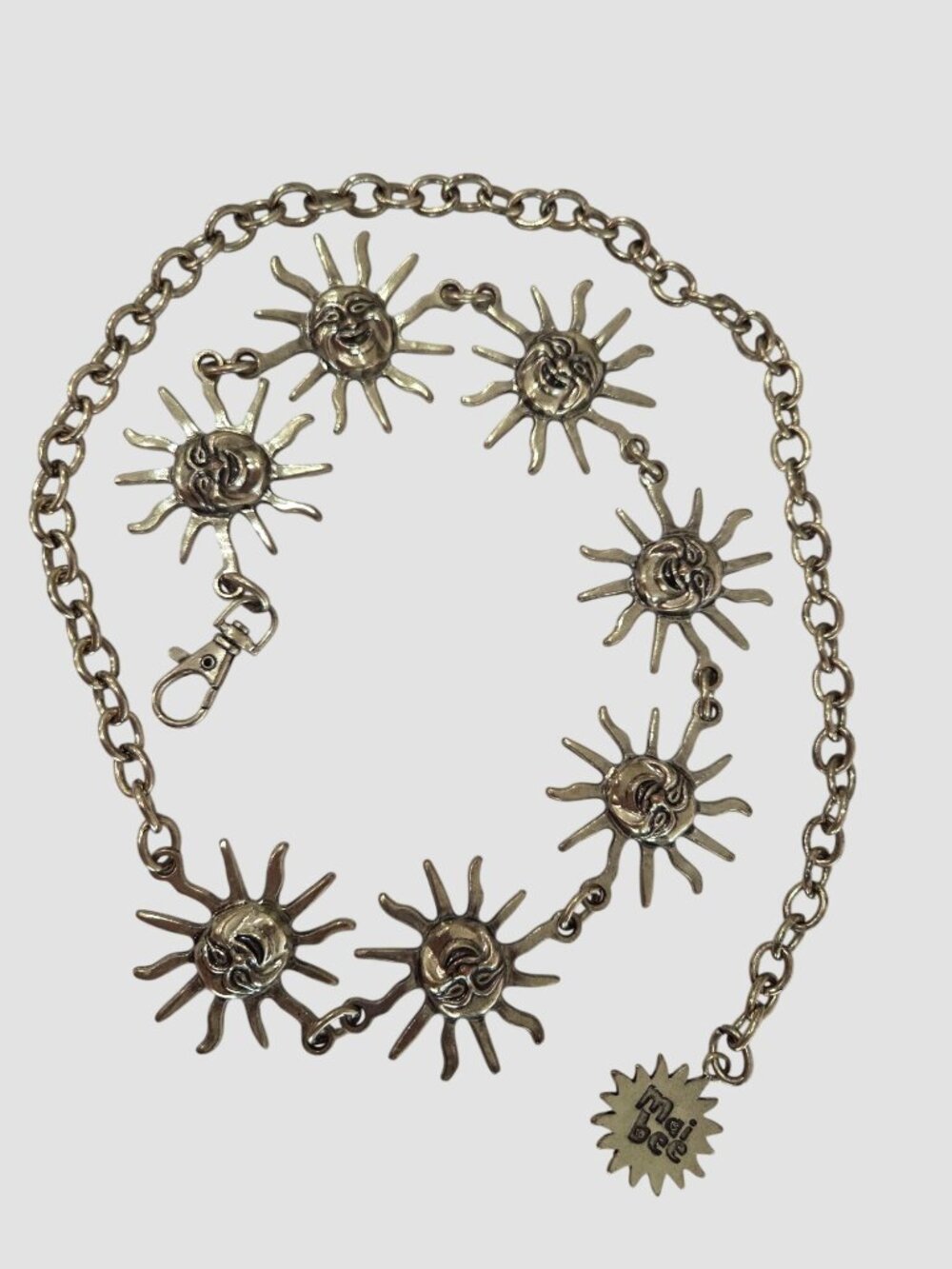 Mai Bee Gold-Tone Sun Face Chain Belt Adjustable Waist Lobster Clasp Celestial